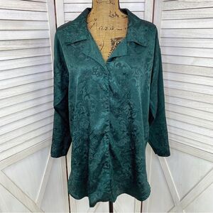 Victoria’s Secret‎ Vintage Satin Brocade Nightshirt Green Small